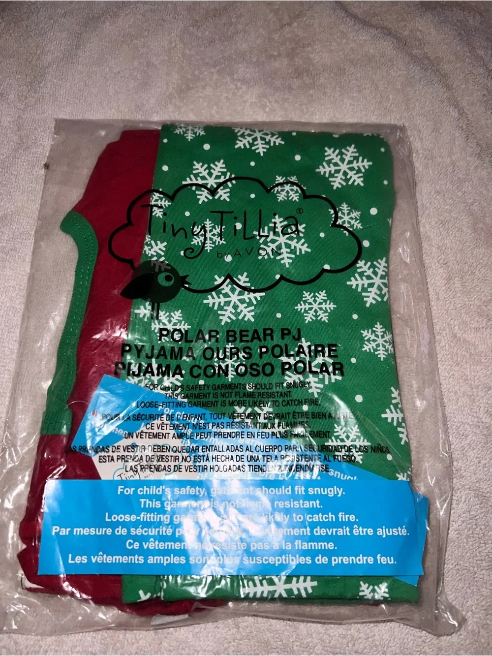Avon Tiny Tillia Polar Bear Kids Pajama Set - Red & Green